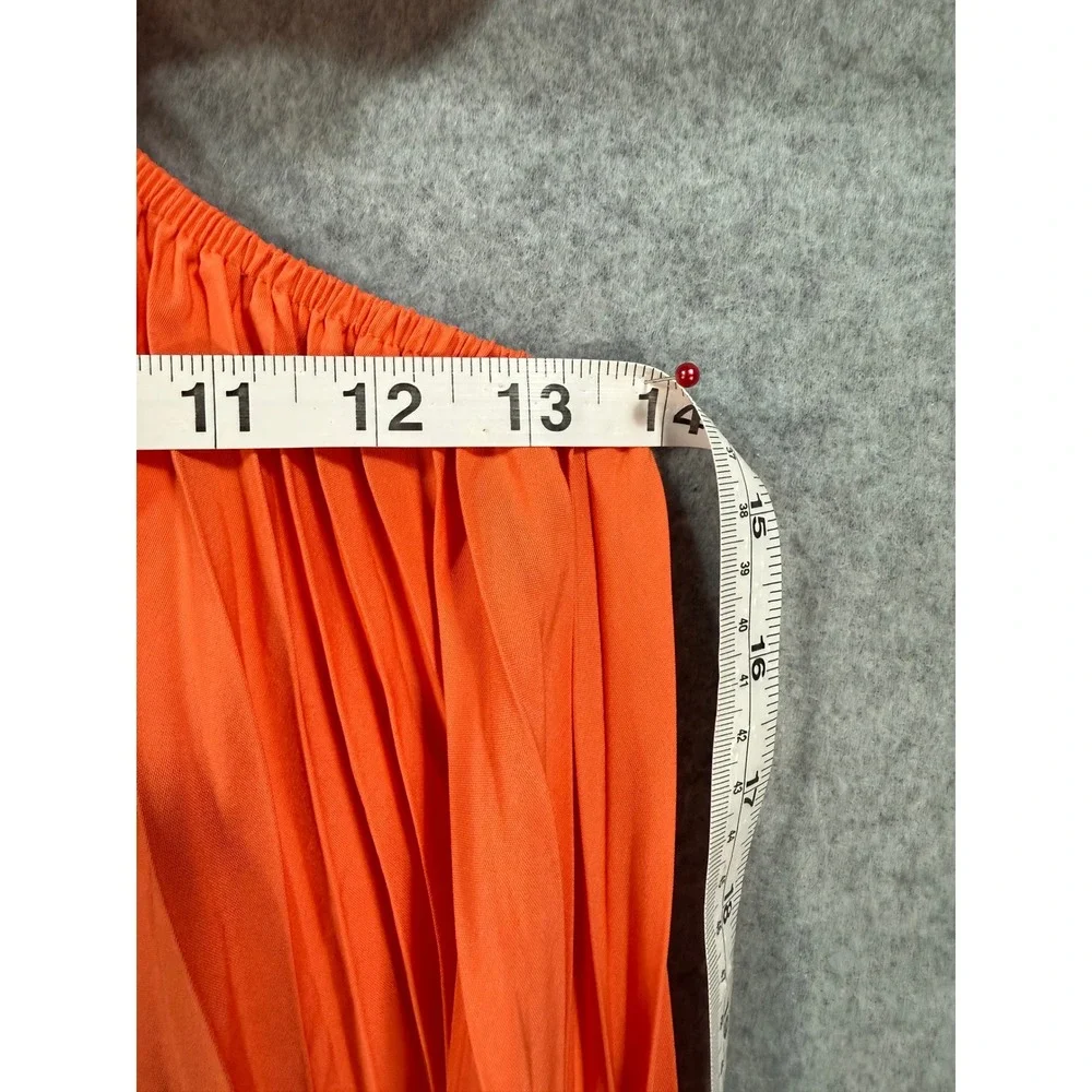 Orange Cut Out Pleated V-Neck Maxi Dress Sleeveless Summer Vacation Large Cruise - Picture 12 of 12